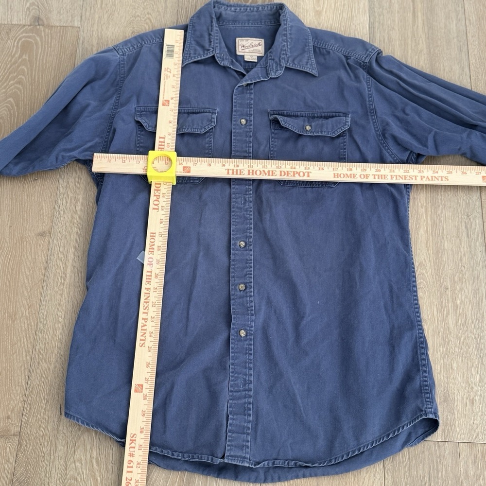 Vintage Woolrich Shirt Men Tall L  Denim Blue  Button Up Long Sleeve Cotton READ - Picture 8 of 8